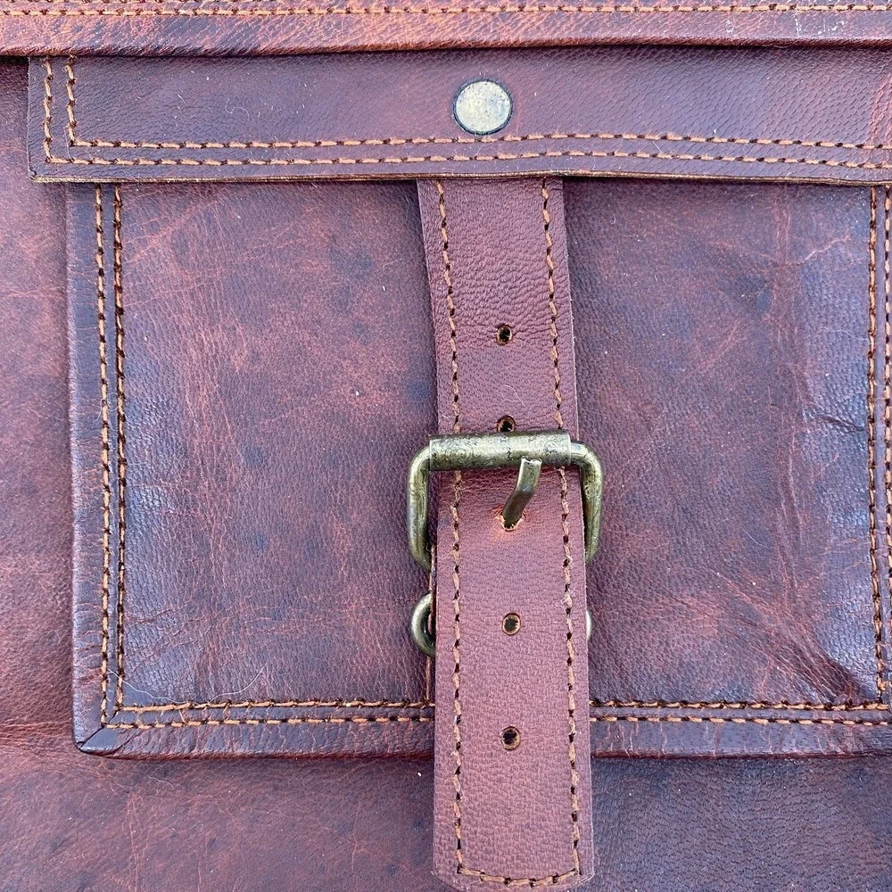 Rustic Town 15-inch Vintage Crossbody Full Grain Leather Laptop Messenger Bag